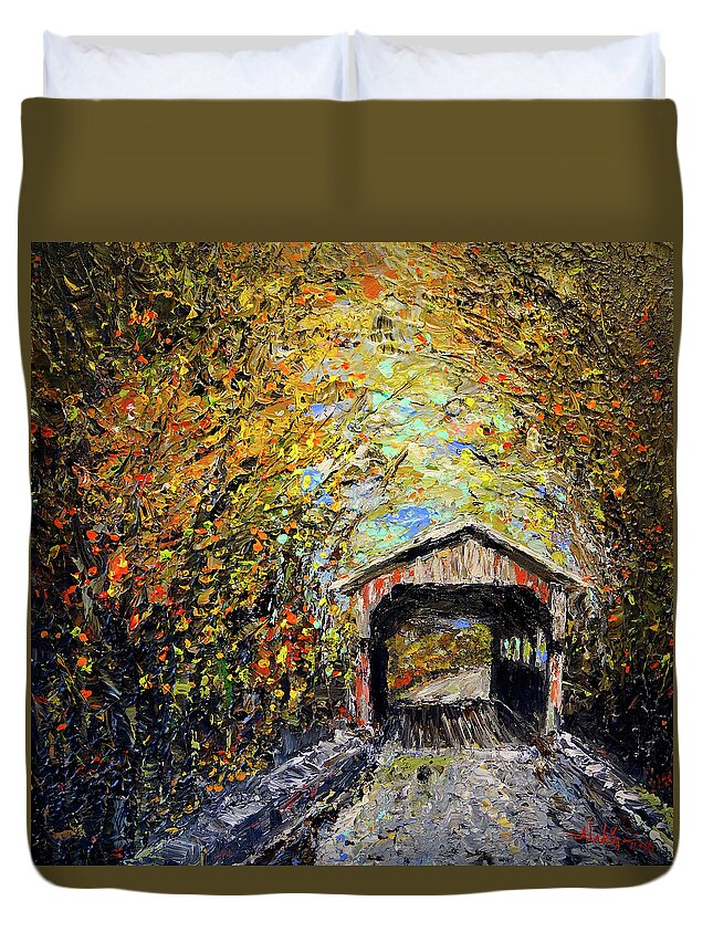 Vermont Duvet Cover featuring the painting Vermont by Alan Lakin