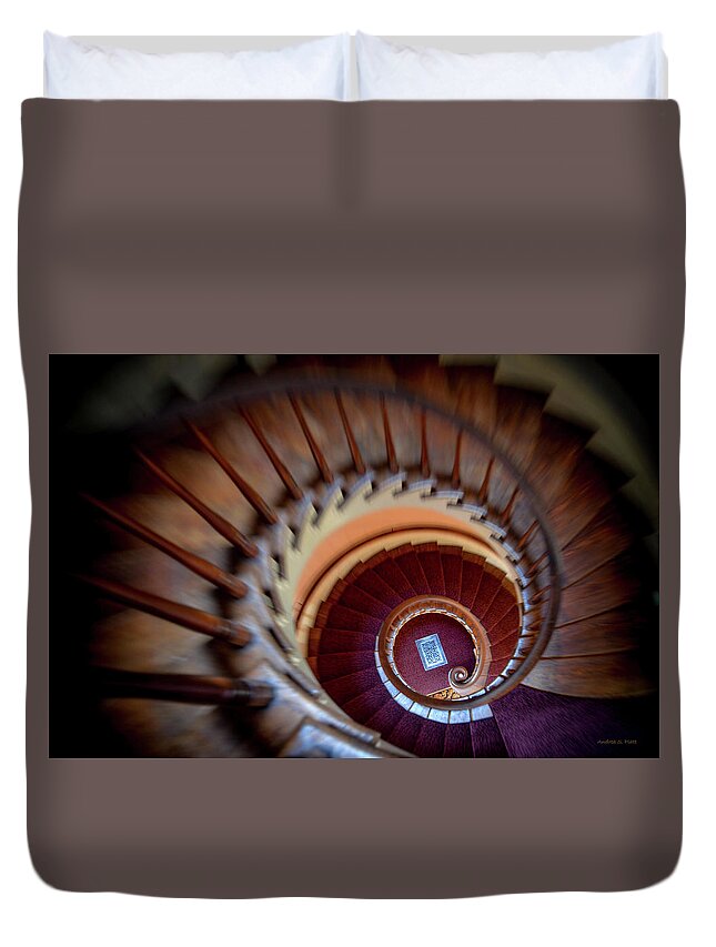 Spiral Stairs Duvet Cover featuring the photograph Vertigo by Andrea Platt