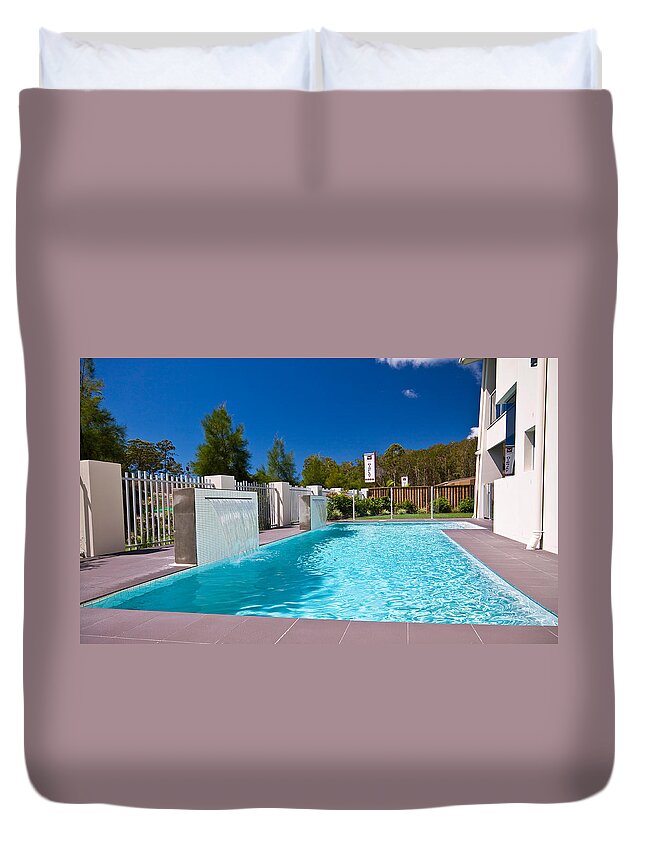 Sparkling Duvet Cover featuring the photograph Very Modern New Pool by Darren Burton