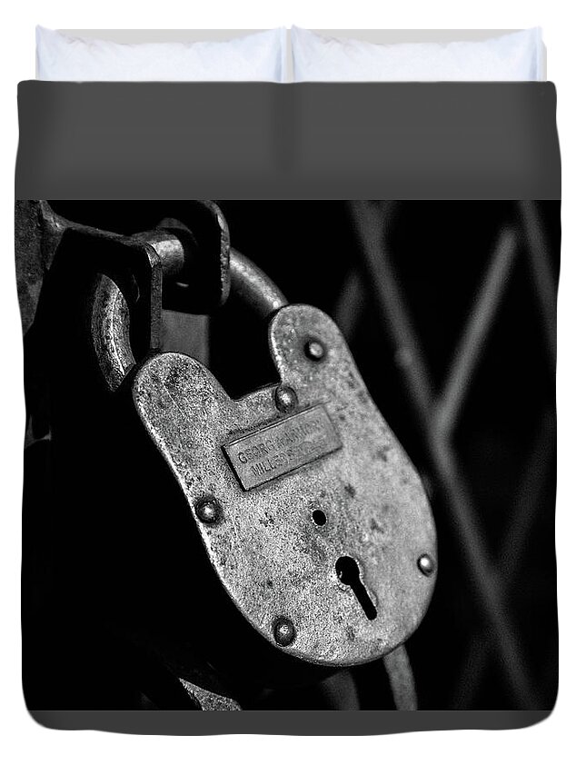 Lock Duvet Cover featuring the photograph Very Secure by Doug Camara