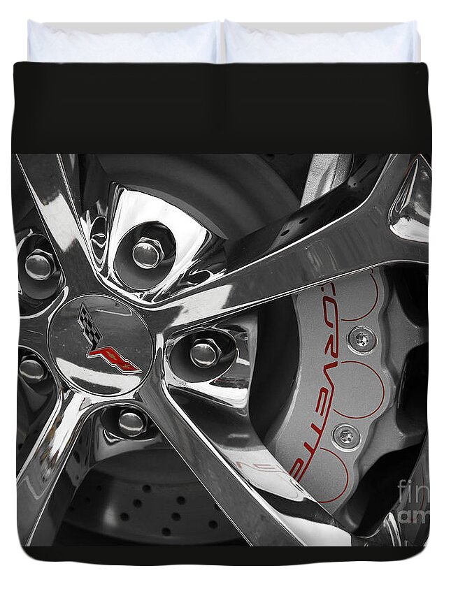 Transportation Duvet Cover featuring the photograph Vette Wheel by Dennis Hedberg