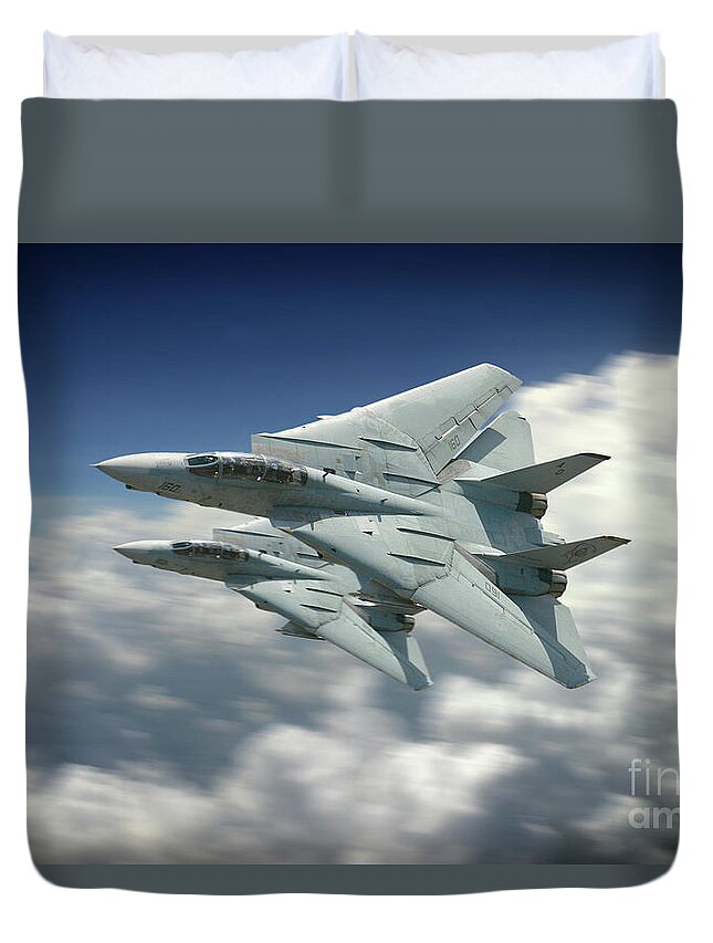 F-14 Tomcat Duvet Cover featuring the digital art VF-101 Grim reapers by Airpower Art
