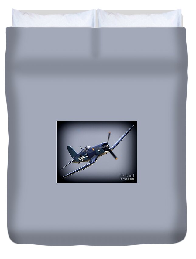 Transportation Duvet Cover featuring the photograph VF-84 Jolly Rogers' Corsair No.8 by Gus McCrea
