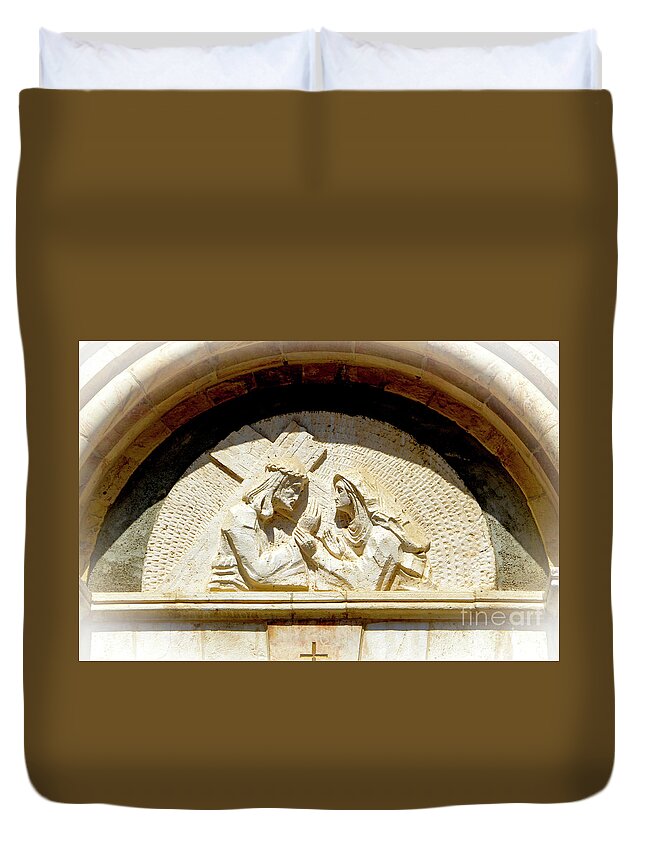 Christian Art Duvet Cover featuring the photograph Via Dolorosa 4th station by Adriana Zoon