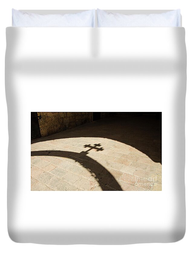 Christian Art Duvet Cover featuring the photograph Via Dolorosa 9th Station by Adriana Zoon