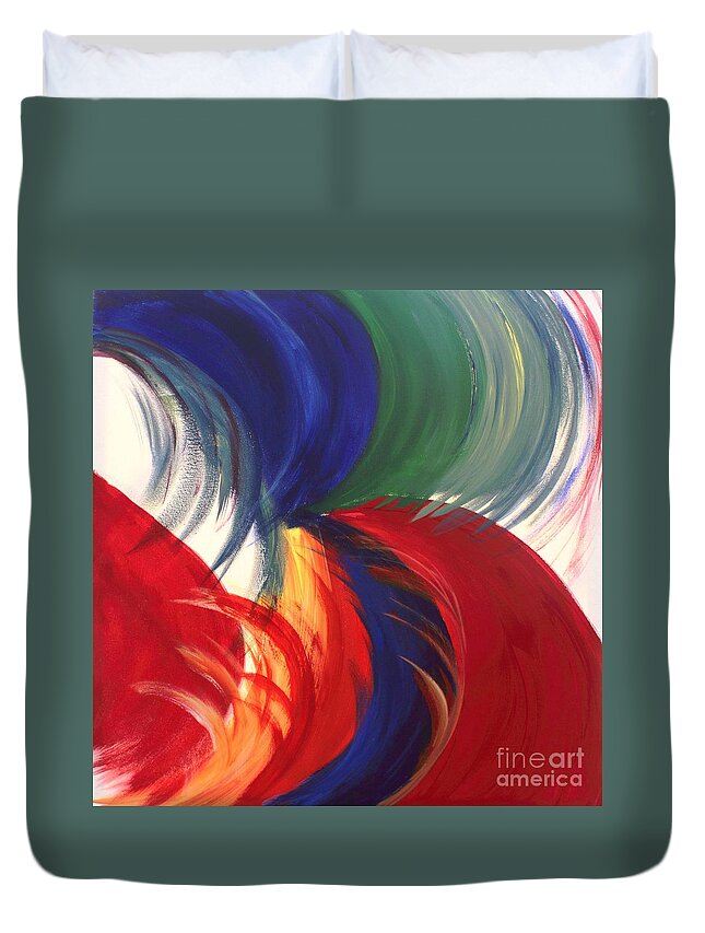 Vibrant Waves Duvet Cover featuring the painting Freedom by Sarahleah Hankes