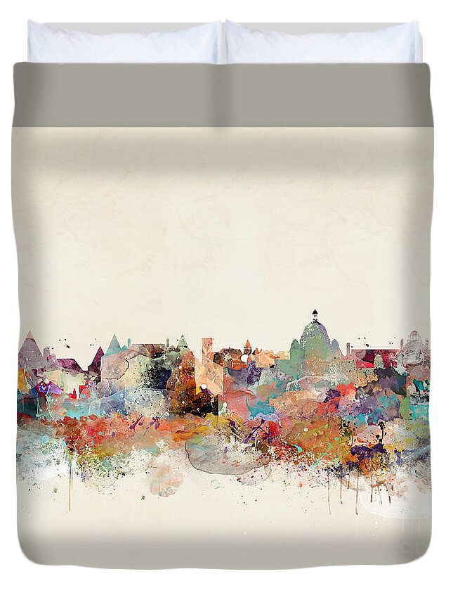 Victoria Canada Duvet Cover featuring the painting Victoria Canada Skyline by Bri Buckley