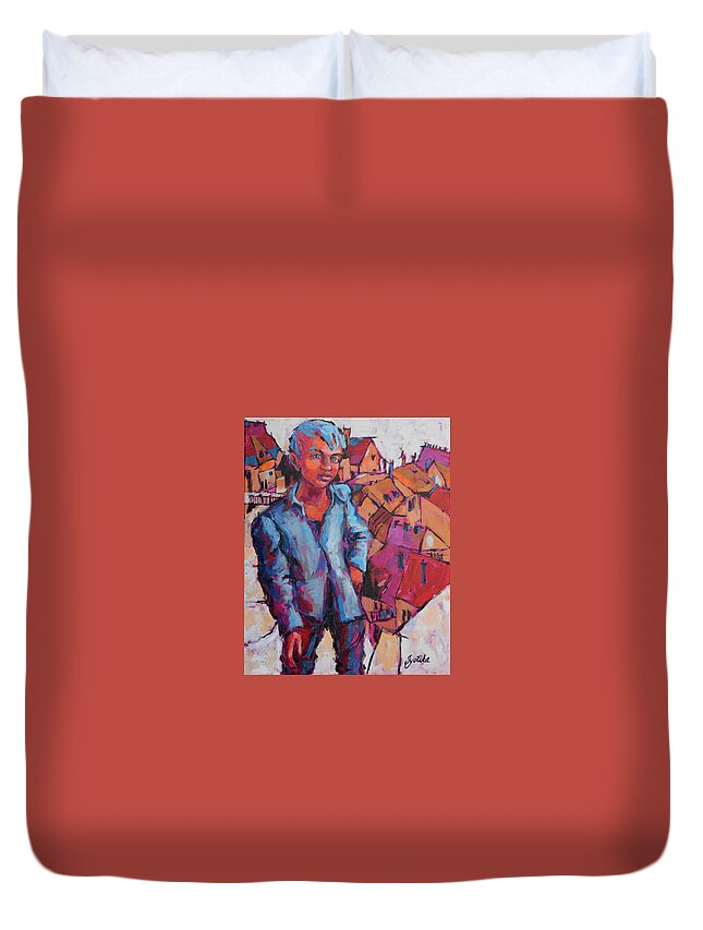  Duvet Cover featuring the painting Victorious by Jyotika Shroff
