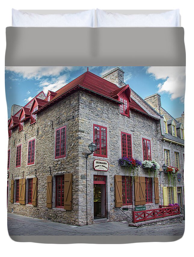 Travel Duvet Cover featuring the photograph Vieux Quebec, Place Royale, Canada by Venetia Featherstone-Witty