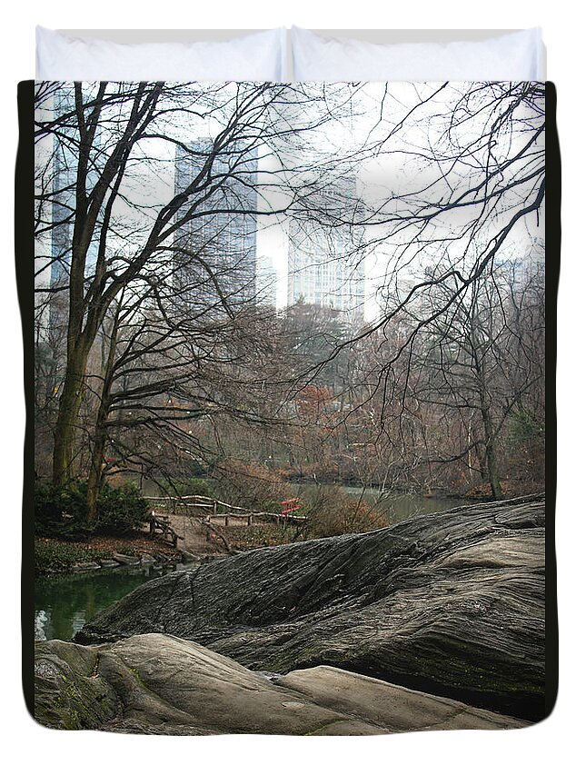 Rock Duvet Cover featuring the photograph View from Rocks by Sandy Moulder