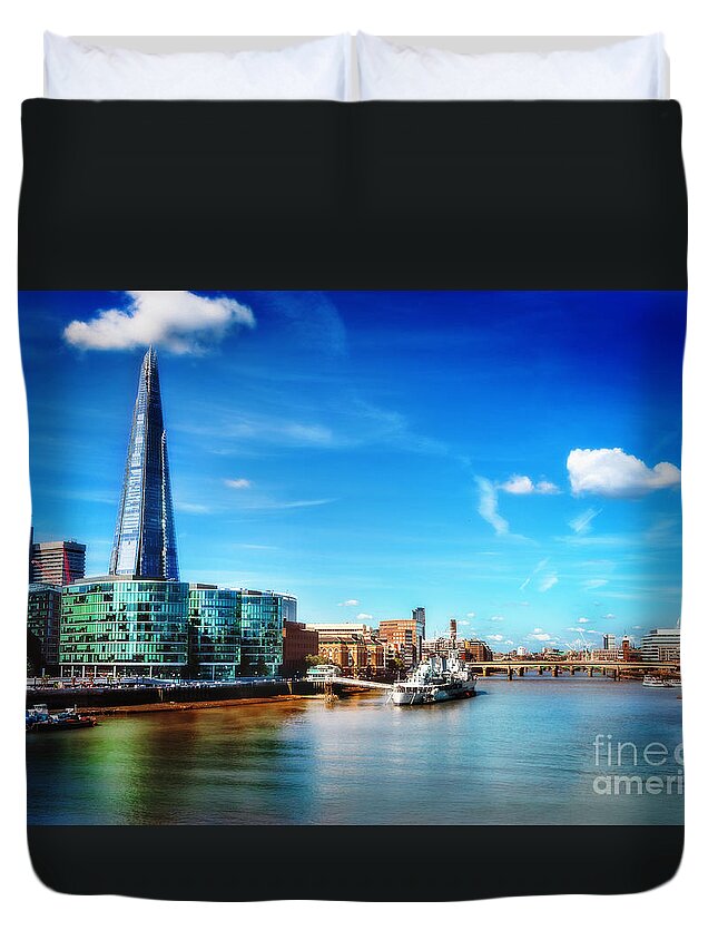 Architecture Duvet Cover featuring the photograph View from the Tower Bridge. Thames. by Katarjina Telesh
