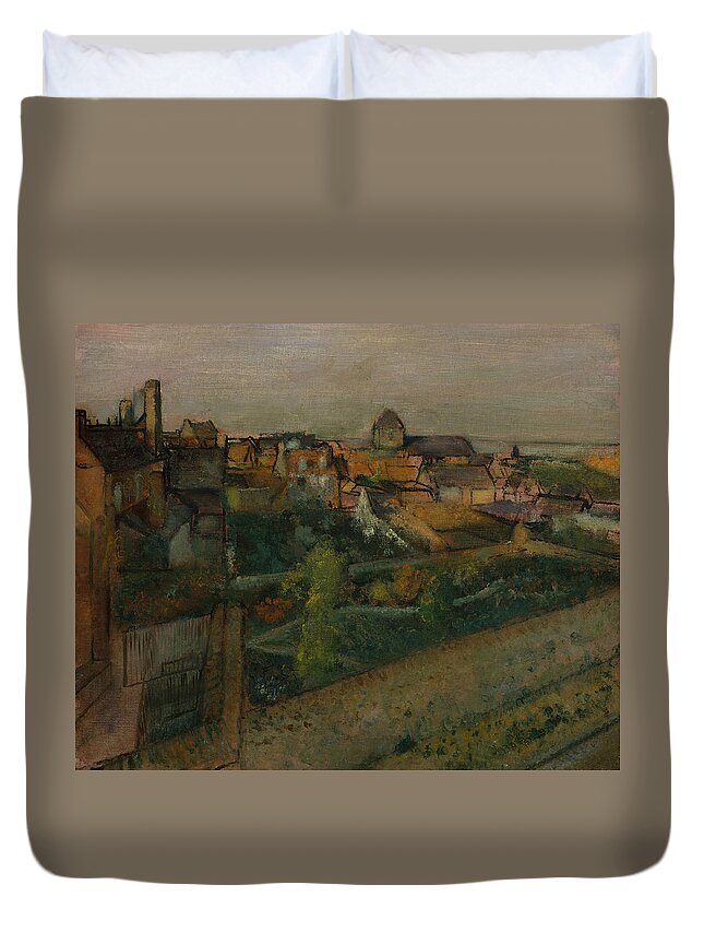 19th Century Art Duvet Cover featuring the painting View of Saint-Valery-sur-Somme by Edgar Degas