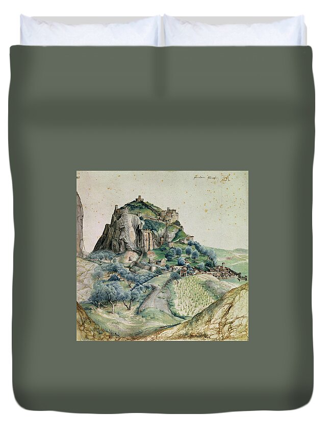 Albrecht Durer Duvet Cover featuring the painting View Of The Arco Valley In The Tyrol by MotionAge Designs