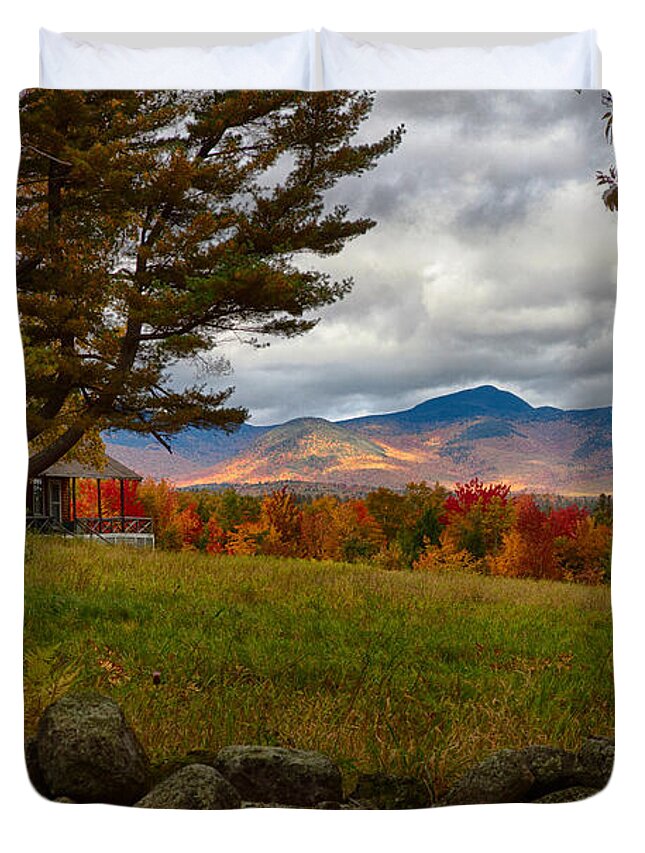 Chocorua Fall Colors Duvet Cover featuring the photograph View of the White Mountains by Jeff Folger