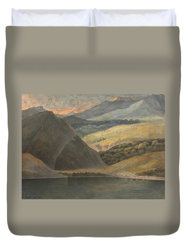19th Century Painters Duvet Cover featuring the painting View on Lake Maggiore at Evening by Francis Towne