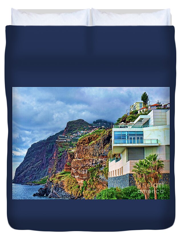 Fishing Duvet Cover featuring the photograph Viewpoint over Camara de Lobos Madeira Portugal by Brenda Kean