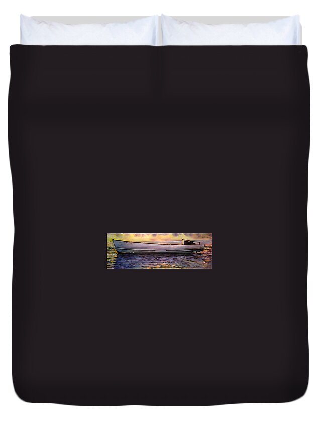 30 X 12 Studio Watercolor Duvet Cover featuring the painting Viggo's Boat by Lynne Haines