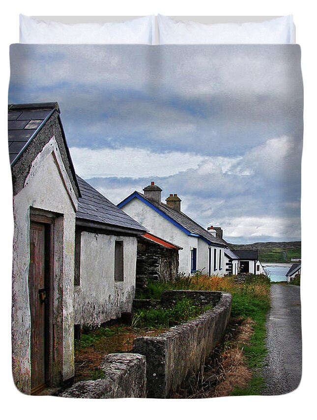 Village Duvet Cover featuring the photograph Village By The Sea by Vicki Lea Eggen