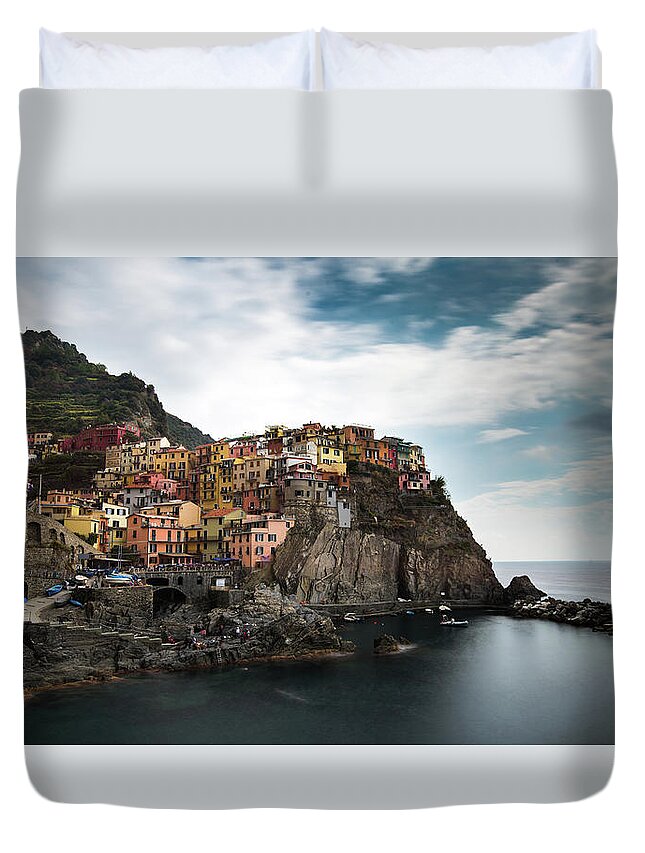 Michalakis Ppalis Duvet Cover featuring the photograph Village of Manarola CinqueTerre, Liguria, Italy by Michalakis Ppalis