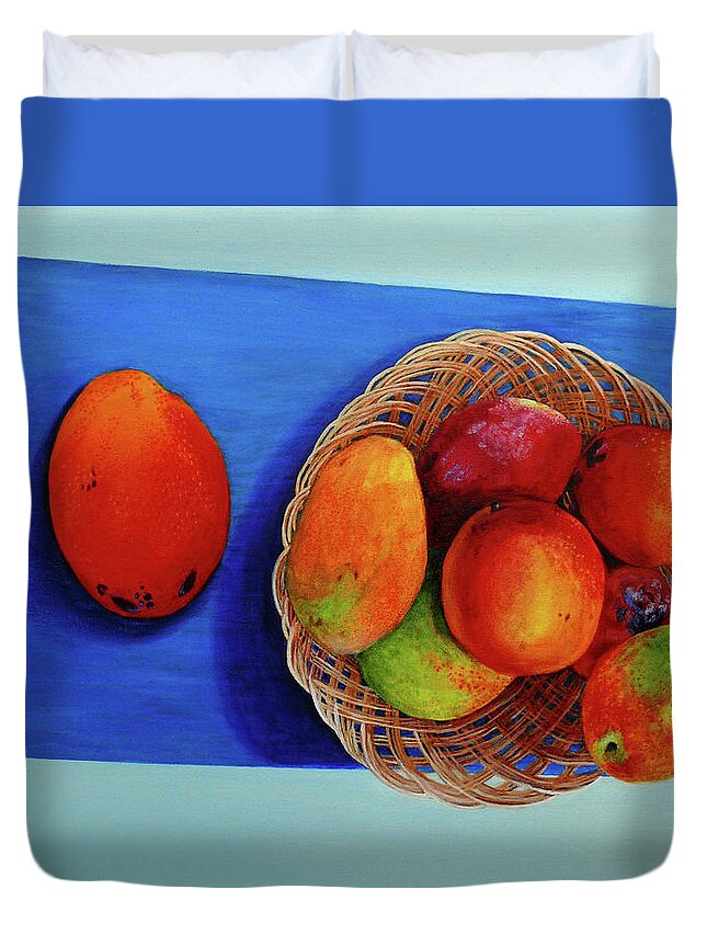 Vilma's Magical Mango's Duvet Cover featuring the painting Vilma's Magical Mango's by Susan Duda