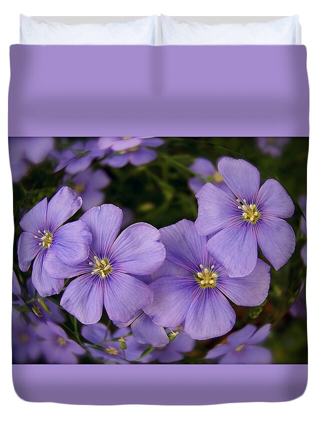 Color Photography Duvet Cover featuring the photograph Vinca Under Glass by Sue Stefanowicz