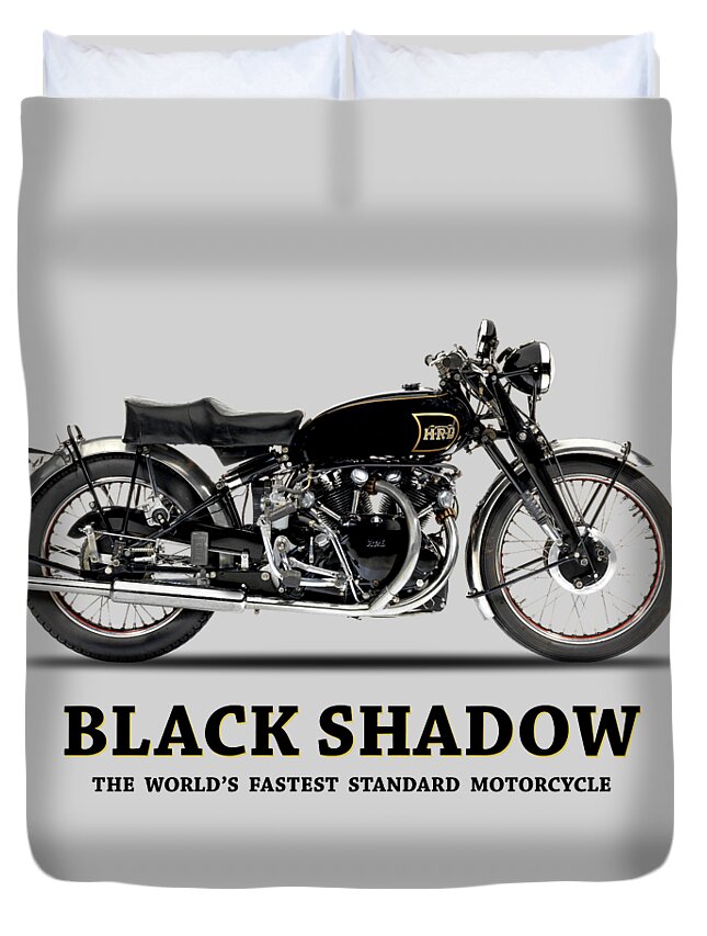 Vincent Black Shadow Duvet Cover featuring the photograph Vincent Black Shadow by Mark Rogan
