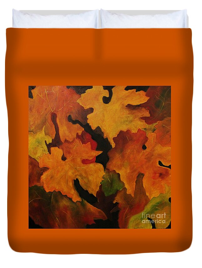 Leaves Duvet Cover featuring the painting Vine leaves by John Stuart Webbstock