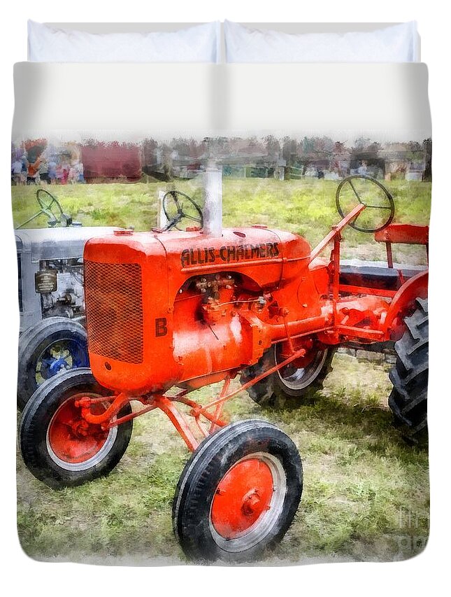 Vintage Allis Chalmers Tractor Watercolor Duvet Cover For Sale By