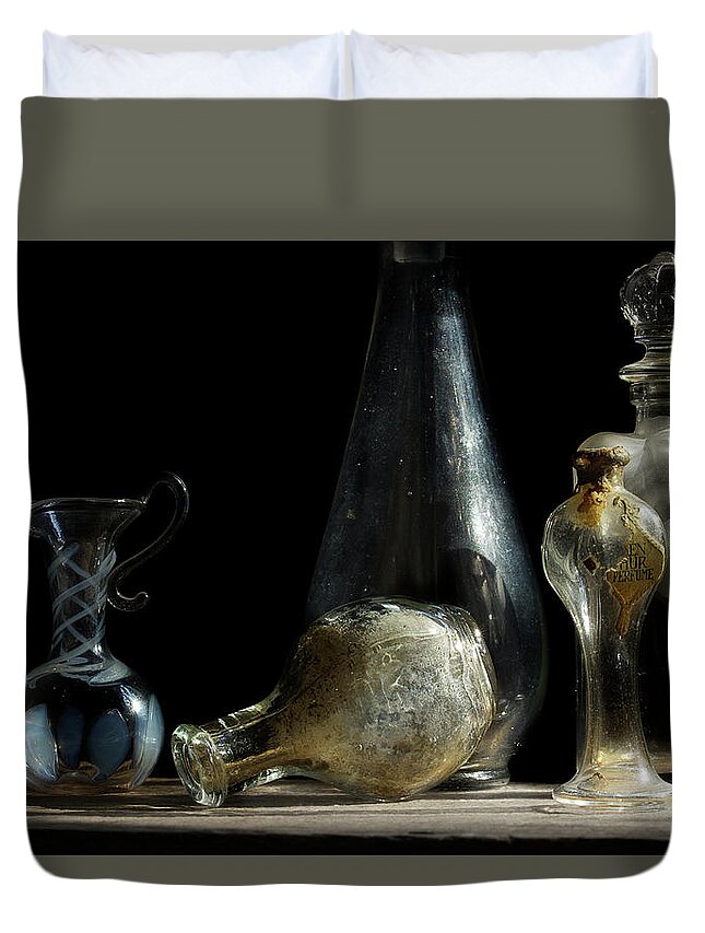 Bottle Duvet Cover featuring the photograph Vintage Bottles by Mike Eingle
