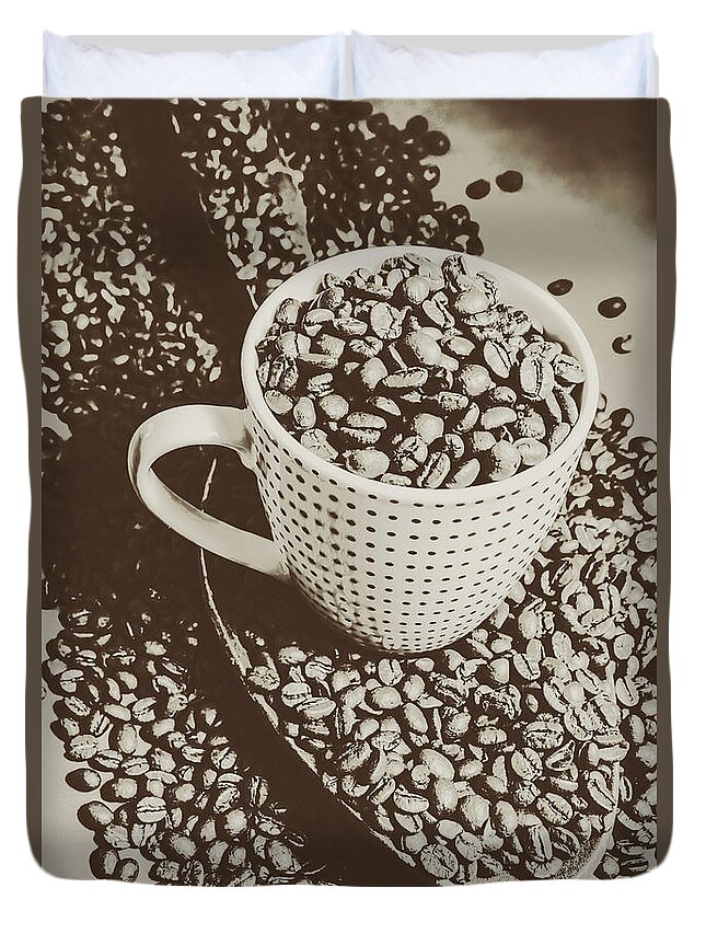 Classic Duvet Cover featuring the photograph Vintage coffee art. Stimulant by Jorgo Photography