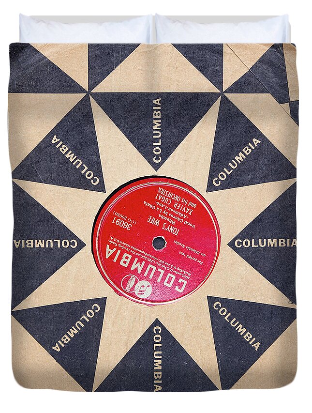 45s Duvet Cover featuring the photograph Vintage Columbia Records Graphic Design by Edward Fielding