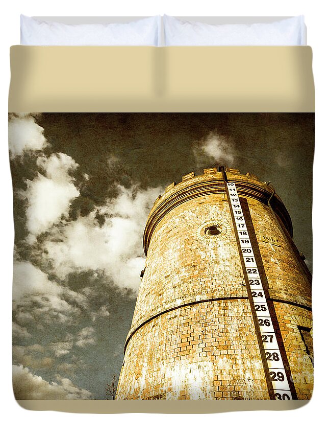 Vintage Duvet Cover featuring the photograph Vintage Evendale Water Tower by Jorgo Photography