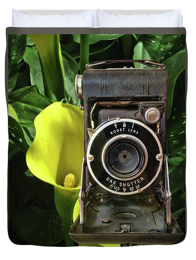 Camera Duvet Cover featuring the photograph Vintage Kodak by Steven Parker