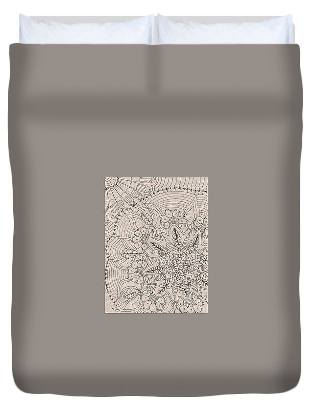 Pen And Ink Duvet Cover featuring the mixed media Vintage Lace by Ruth Dailey