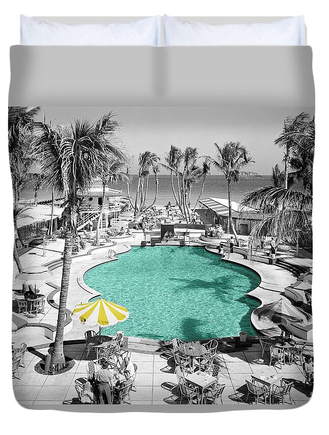Miami Duvet Cover featuring the photograph Vintage Miami by Andrew Fare