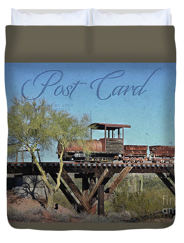 Train Duvet Cover featuring the photograph Vintage Mining Train with Carriages by Teresa Zieba