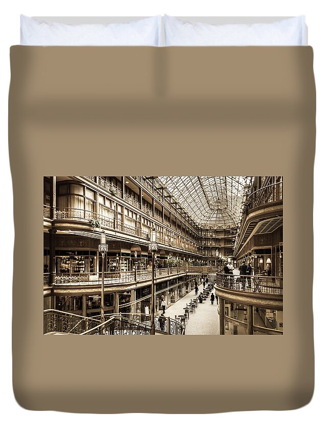 Cleveland Duvet Cover featuring the photograph Vintage Old Arcade by Stewart Helberg