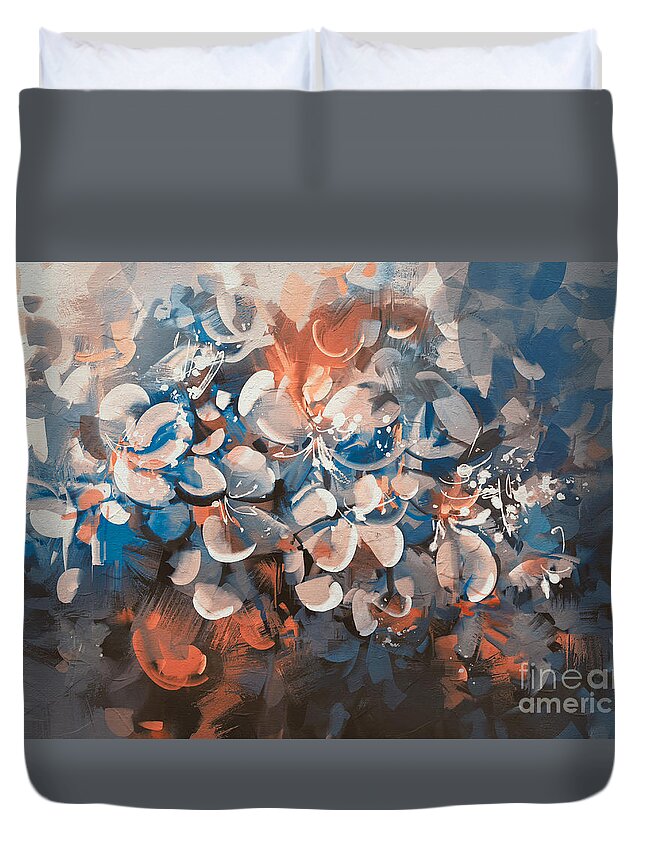 Abstract Duvet Cover featuring the painting Vintage Petal by Tithi Luadthong