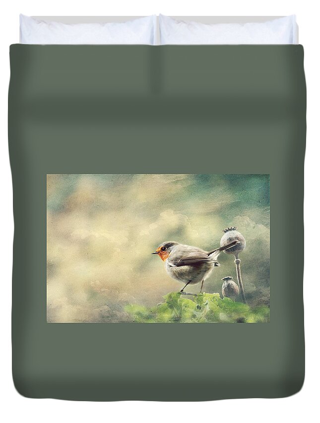 Edel Duvet Cover featuring the photograph Vintage Robin by Heike Hultsch