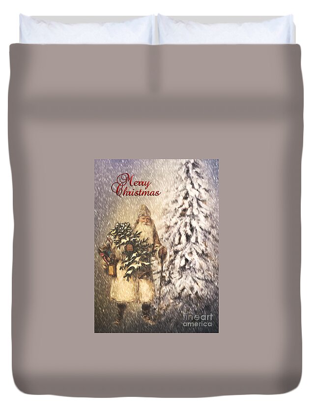 Santa Duvet Cover featuring the photograph Vintage Santa by Pam Holdsworth