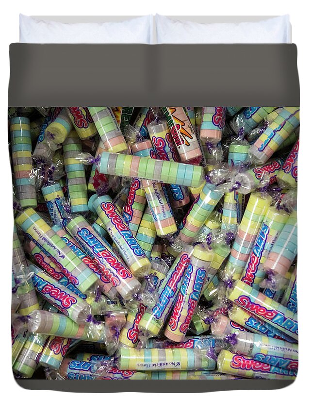 Candies Duvet Cover featuring the photograph VIntage Sweet Tarts candies by Karen Foley