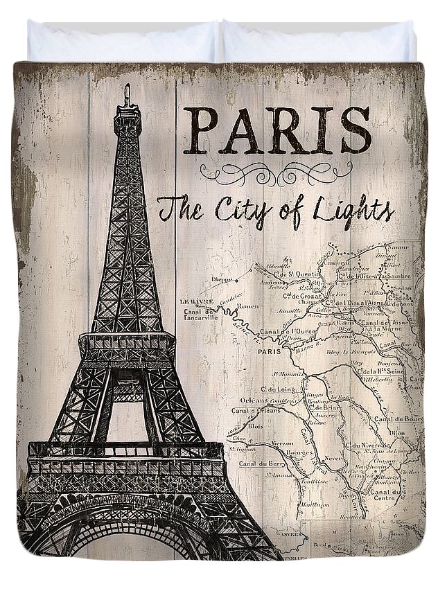 Paris Duvet Cover featuring the painting Vintage Travel Poster Paris by Debbie DeWitt