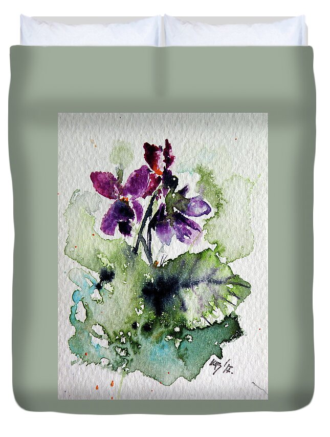 Violet Duvet Cover featuring the painting Violet IV by Kovacs Anna Brigitta