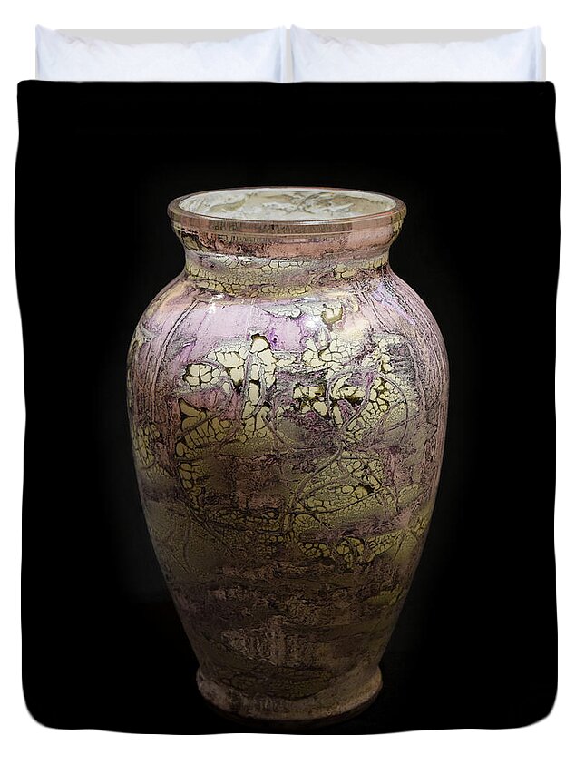Glass. Violet Duvet Cover featuring the glass art Violet Vase by Christopher Schranck