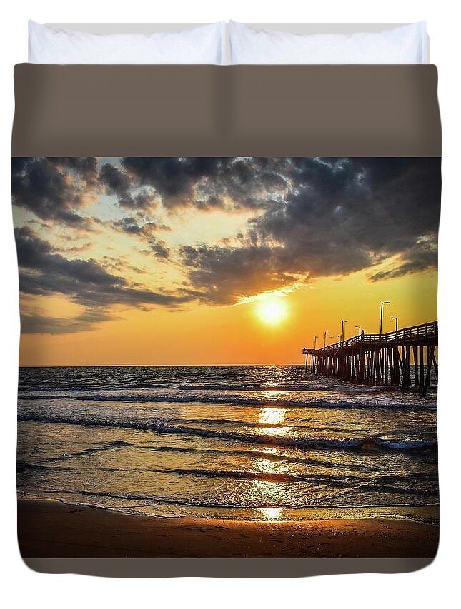Virginia Beach Duvet Cover featuring the photograph Virginia Beach Summer Sunrise 46 by Larkin's Balcony Photography