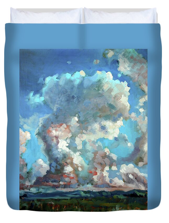 Cumulus Clouds Duvet Cover featuring the painting Virginia Sky by Susan Bradbury