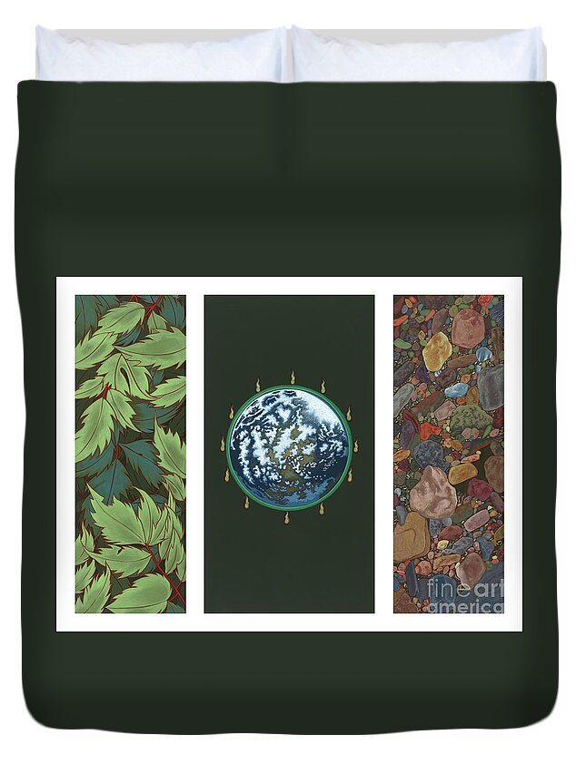Viriditas Diptych Duvet Cover featuring the painting Viriditas Triptych by William Hart McNichols