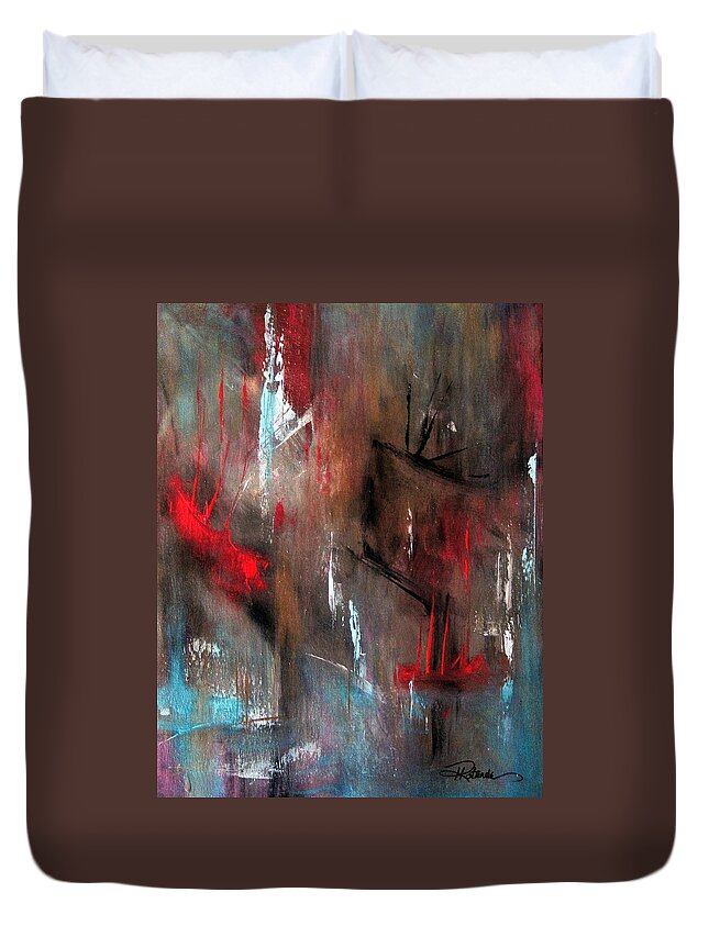 Abstract Duvet Cover featuring the painting Visible Expression by Roberta Rotunda