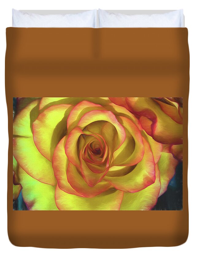 Topaz Impressions Duvet Cover featuring the photograph Vivid Rose by John Roach