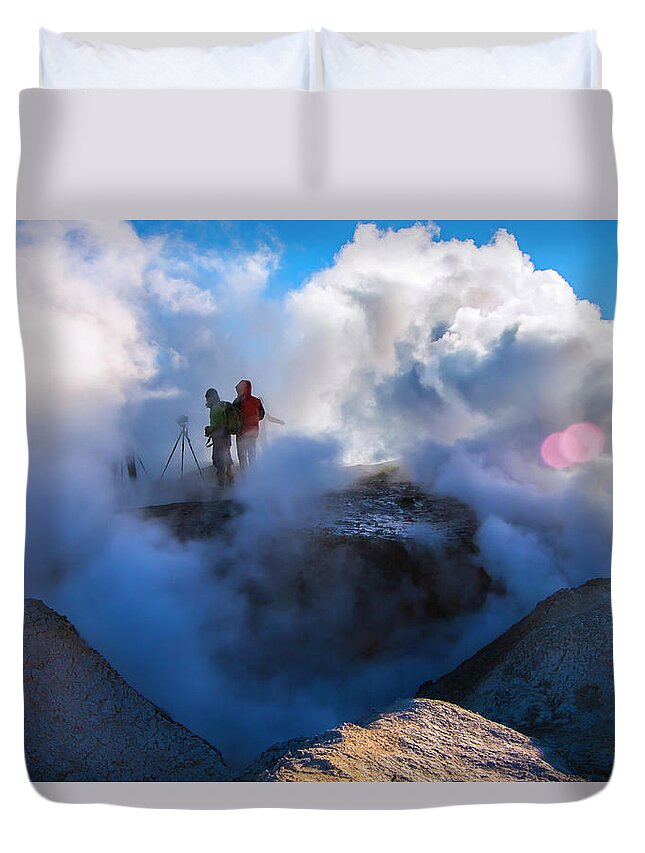 Trave Duvet Cover featuring the photograph Volcanic Activity, Altiplano, Bolivia by Venetia Featherstone-Witty